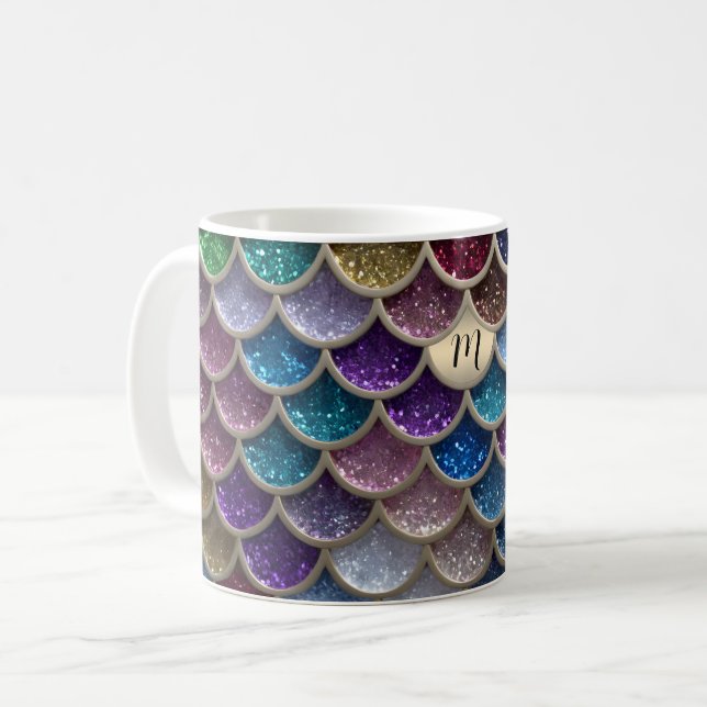 Mermaid Glam Glitzer Scales Kaffeetasse (Vorderseite Links)