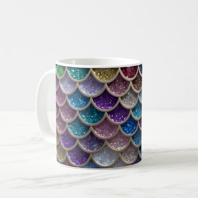 Mermaid Glam Glitzer Scales Kaffeetasse (Vorderseite Links)