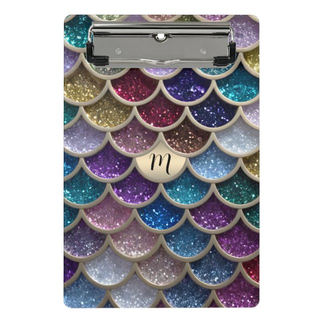 Mermaid Glam Glitzer Scales Mini Klemmbrett (Vorderseite)