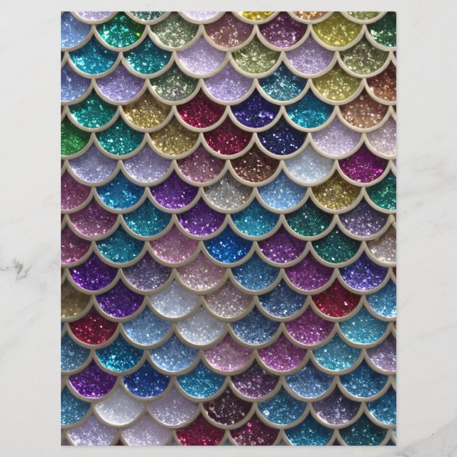 Mermaid Glam Glitzer Scales Scrapbook Paper (Vorderseite)
