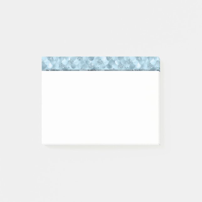 Mermaid Glam Scale | Dusty Ice Blue Sheen Luster Post-it Klebezettel (Vorderseite)