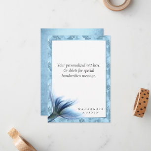 Mermaid Glam Schwanz   Dusty Ice Blue Luster Custo Mitteilungskarte