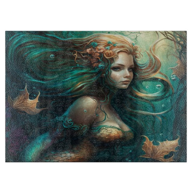 Mermaid Glass Cutting Board Schneidebrett (Vorderseite)