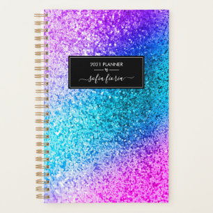 Mermaid Glitzer Elegant Script Name 2021 Planer