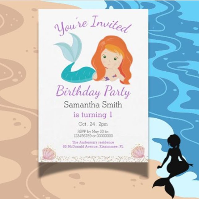 Mermaid Glitzer Goddess Birthday Party Einladung (Make your mermaid party magical with a beautiful invitation! )
