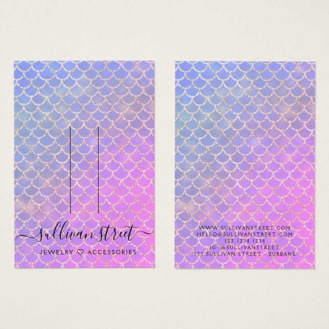 Mermaid Glitzer Hair Clip Jewelier Display Card (Vorne & Hinten)