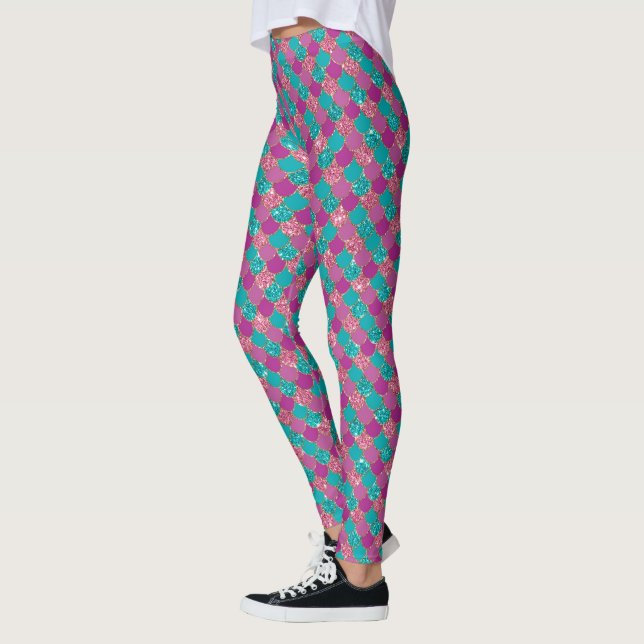 Mermaid Glitzer Pattern Leggings (Links)