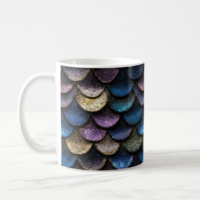 Mermaid Glitzer Scale Muster Kaffeetasse (Links)
