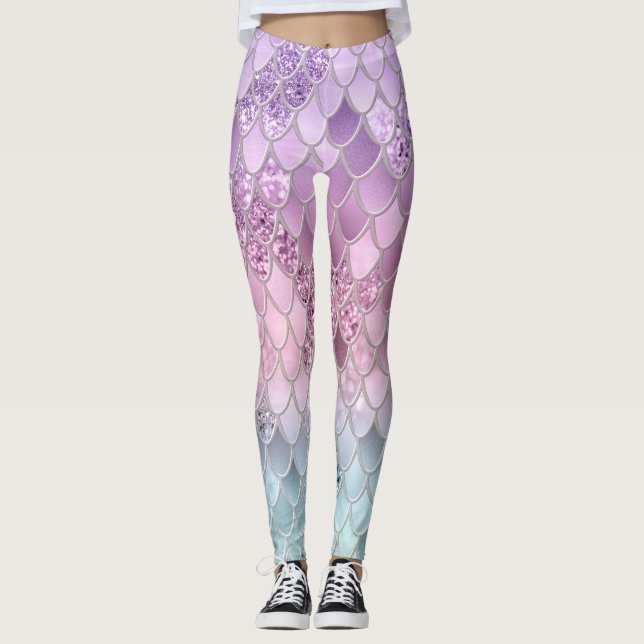 Mermaid Glitzer Scales #2a (Imitate Glitzer) #shin Leggings (Vorderseite)
