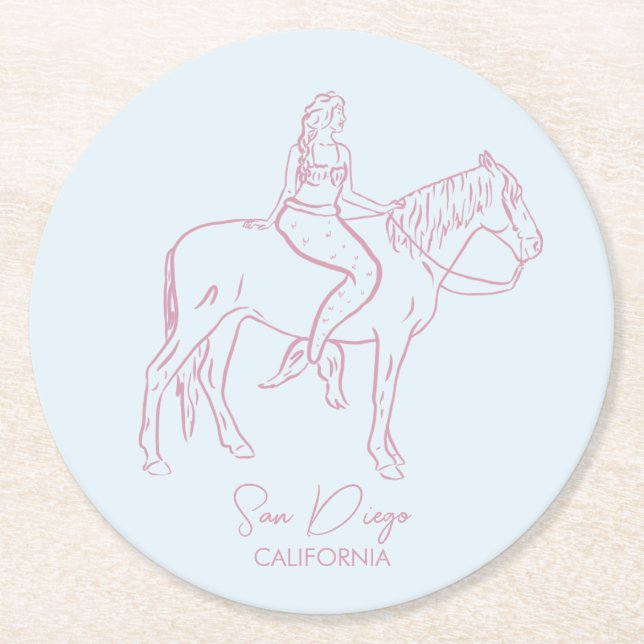 Mermaid-Grafik Runder Pappuntersetzer (Vorderseite)