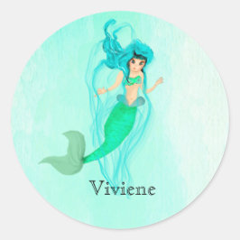 Mermaid Green Mermaid Schwanz Girly Runder Aufkleber