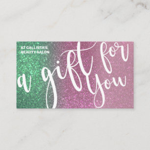 Mermaid Green Pink Triple Glitzer Geschenkgutschei Visitenkarte