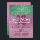 Mermaid Green Pink Triple Glitzer Ombre Sweet 16 Einladung<br><div class="desc">Diese junge, moderne und glitzernde 16 . Geburtstag-Geburtstagsfeier eignet sich perfekt für den besonderen Tag Ihrer Teenagertochter. Es enthält ein Imitat gedruckt mermaid grün in Rose rosa grün in rot rosa funkelnd Glitzer ombre Farbverlauf. Es ist schick, elegant, hübsch, einzigartig und cool; all die Qualitäten, die Ihre Tochter für ihr...</div>