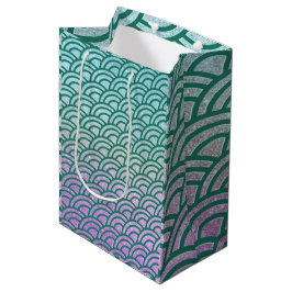 Mermaid Green und Lila Imitate Glitzer Mittlere Geschenktüte
