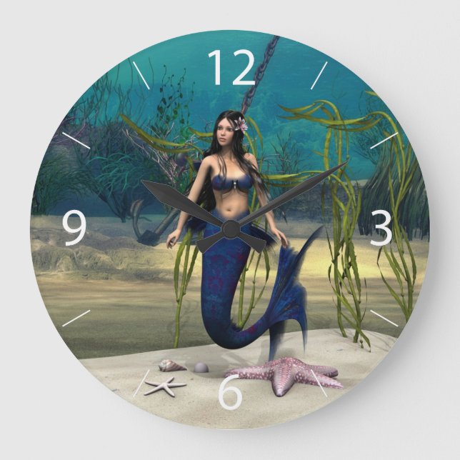 Mermaid Große Wanduhr (Vorderseite)