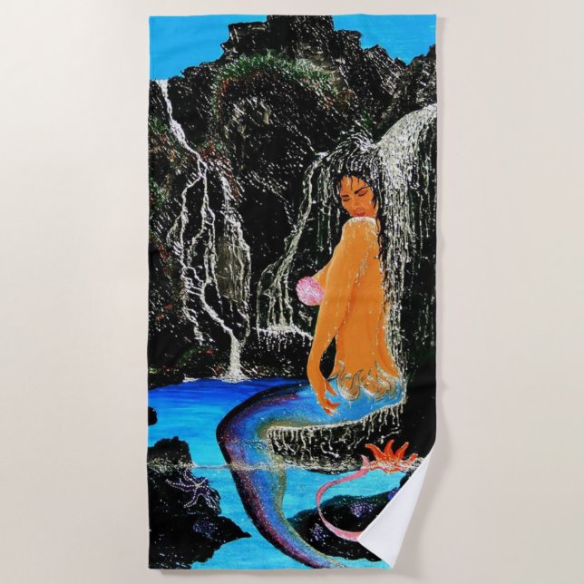 Mermaid Grotto Frischwasser Duschhandtuch Strandtuch (Vorderseite)
