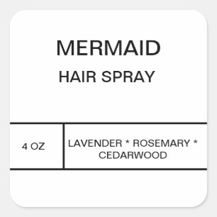 Mermaid-Haarspray-Etikett Quadratischer Aufkleber