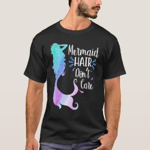 Mermaid Hair Don't Care Wasserfarbe Meerjungfrau L T-Shirt