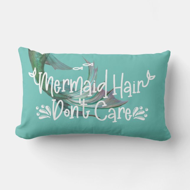 Mermaid Hair Keine Sorge Schwanz Aquamarin Lendenkissen (Vorderseite)