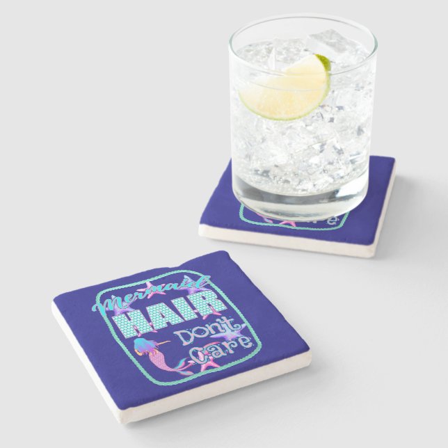 Mermaid Hair kümmert sich nicht Steinuntersetzer (Seitenansicht)