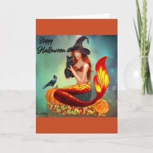 Mermaid Halloween-Karte mit farbenfroher Ausstattu Karte