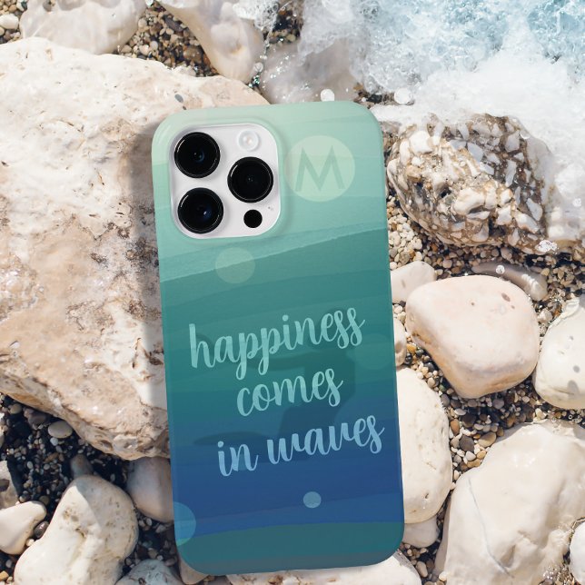 Mermaid Happiness kommt in Waves Custom Monogram Case-Mate iPhone Hülle (Happiness does come in waves! Add your initial to this mermaid themed phone case)