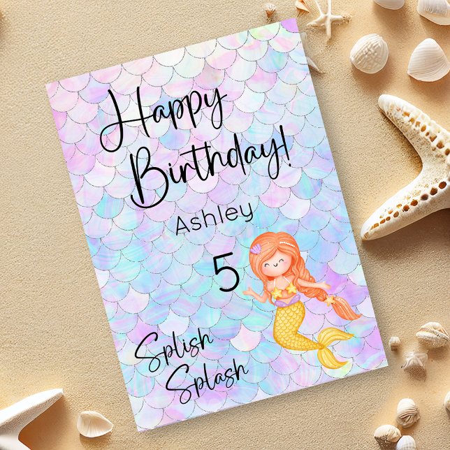 Mermaid Happy Birthday Card Karte (Von Creator hochgeladen)