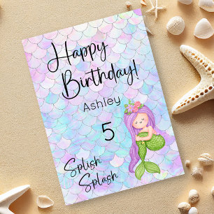 Mermaid Happy Birthday Card Karte