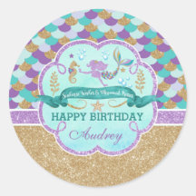 Mermaid Happy Birthday Personalisiert Sticker
