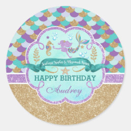 Mermaid Happy Birthday Personalisiert Sticker