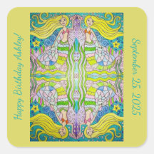Mermaid Happy Birthday Stickers