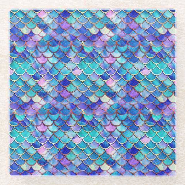 Mermaid Hartglas Glasuntersetzer (Vorderseite)