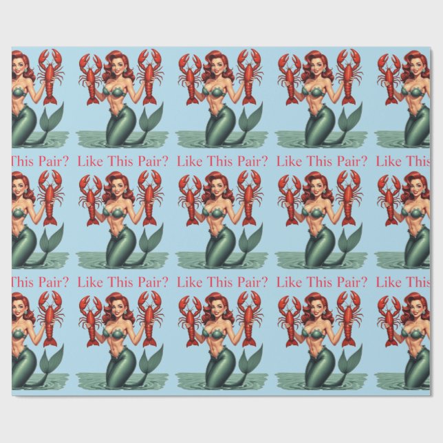 Mermaid Holding Lobsters Thunder_Cove Geschenkpapier (Flach)