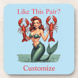 Mermaid Holding Lobsters Thunder_Cove Getränkeuntersetzer