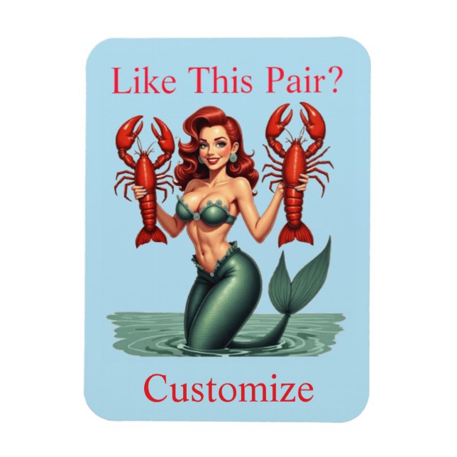 Mermaid Holding Lobsters Thunder_Cove Magnet (Vertikal)