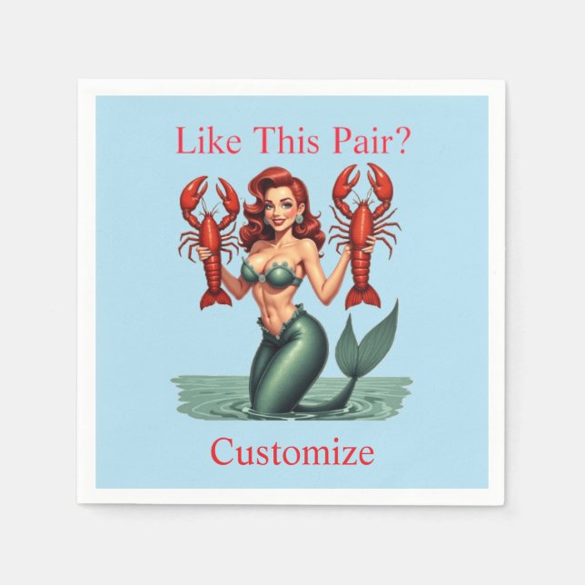 Mermaid Holding Lobsters Thunder_Cove Serviette (Vorderseite)