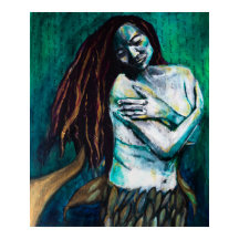 Mermaid Holding sich selbst tendierend