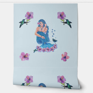 Mermaid hummingbird wallpaper von Renee Lavoie Tapete