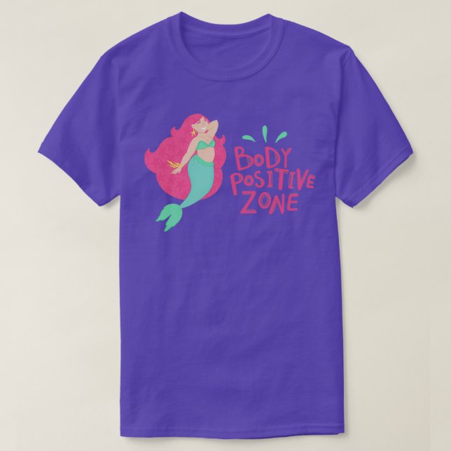 Mermaid-Illustrationsstelle Positive Zone auf lila T-Shirt (Design vorne)