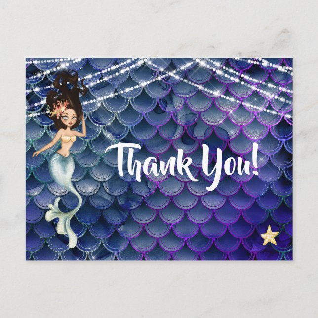 Mermaid in Blue ~ Sparkling Beach Vielen Dank Postkarte (Vorderseite)