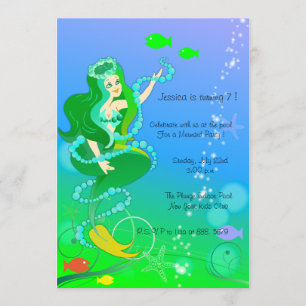 Mermaid in ihren Perlen - Einladungen an den Kinde