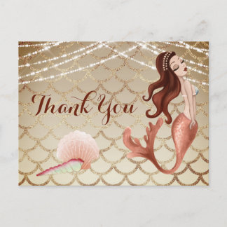 Mermaid in Rose Gold mit Seashells Vielen Dank Postkarte