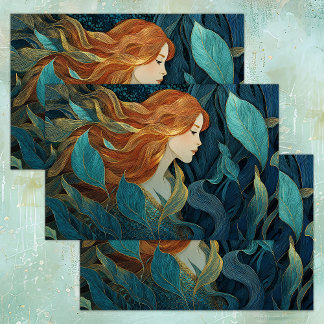MERMAID IN SEE KELP GARDEN DECOUPAGE TISSUPAPIER SEIDENPAPIER
