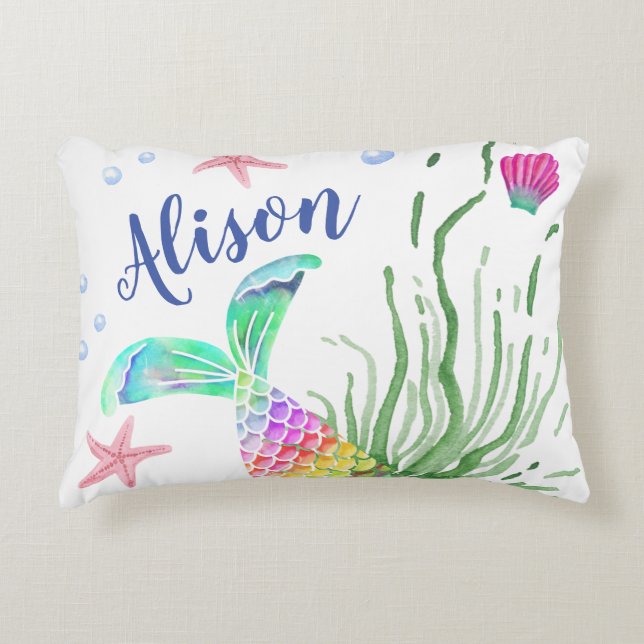 Mermaid Individuelle Name Accent Pillow Dekokissen (Vorderseite)