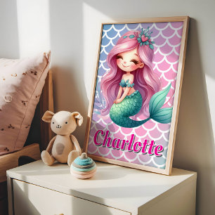 Mermaid-individuelle Name Poster