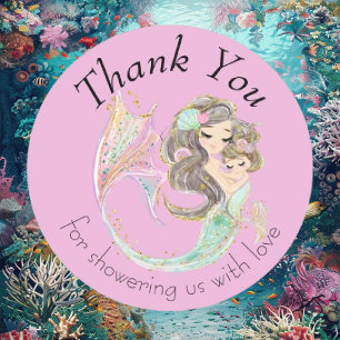 Mermaid-Inspiriert Kinderdusche Vielen Dank Etiketten