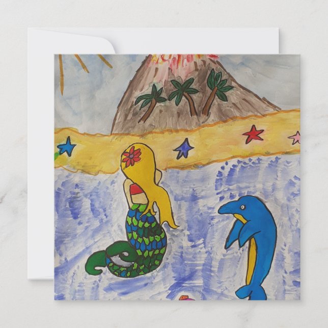 Mermaid Island Flat Grußkarte (Vorderseite)
