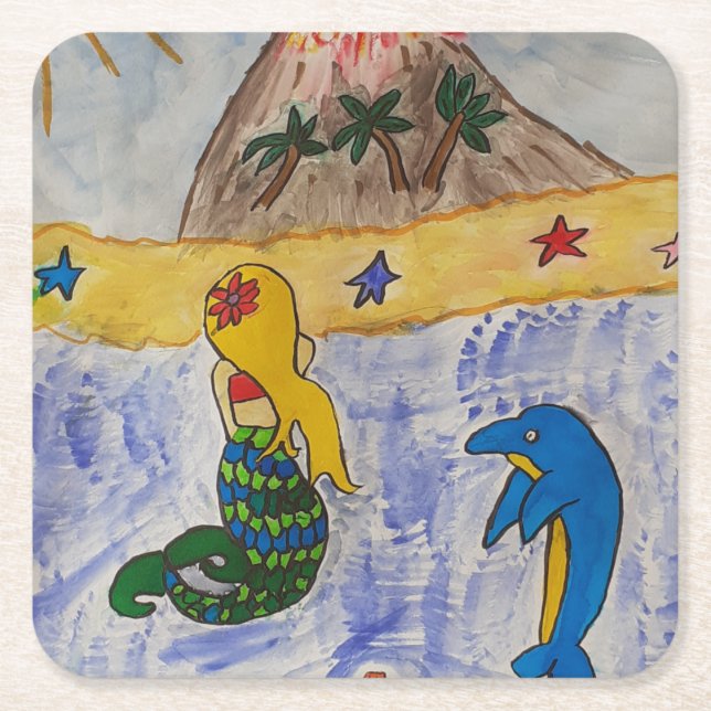Mermaid Island Paper Untersetzer (Vorderseite)