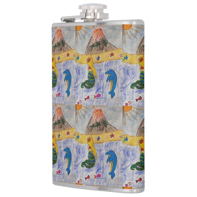 Mermaid Island Vinyl Wrapped Flask Flachmann (Links)