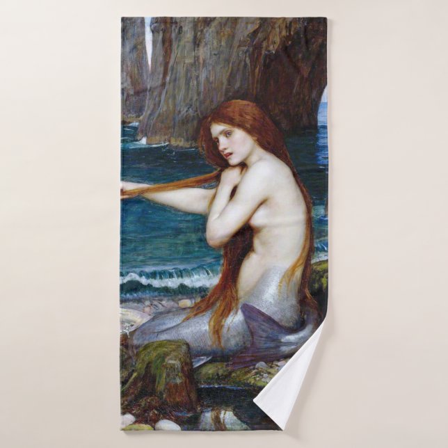 Mermaid, John William Waterhouse Badehandtuch (Badehandtuch)